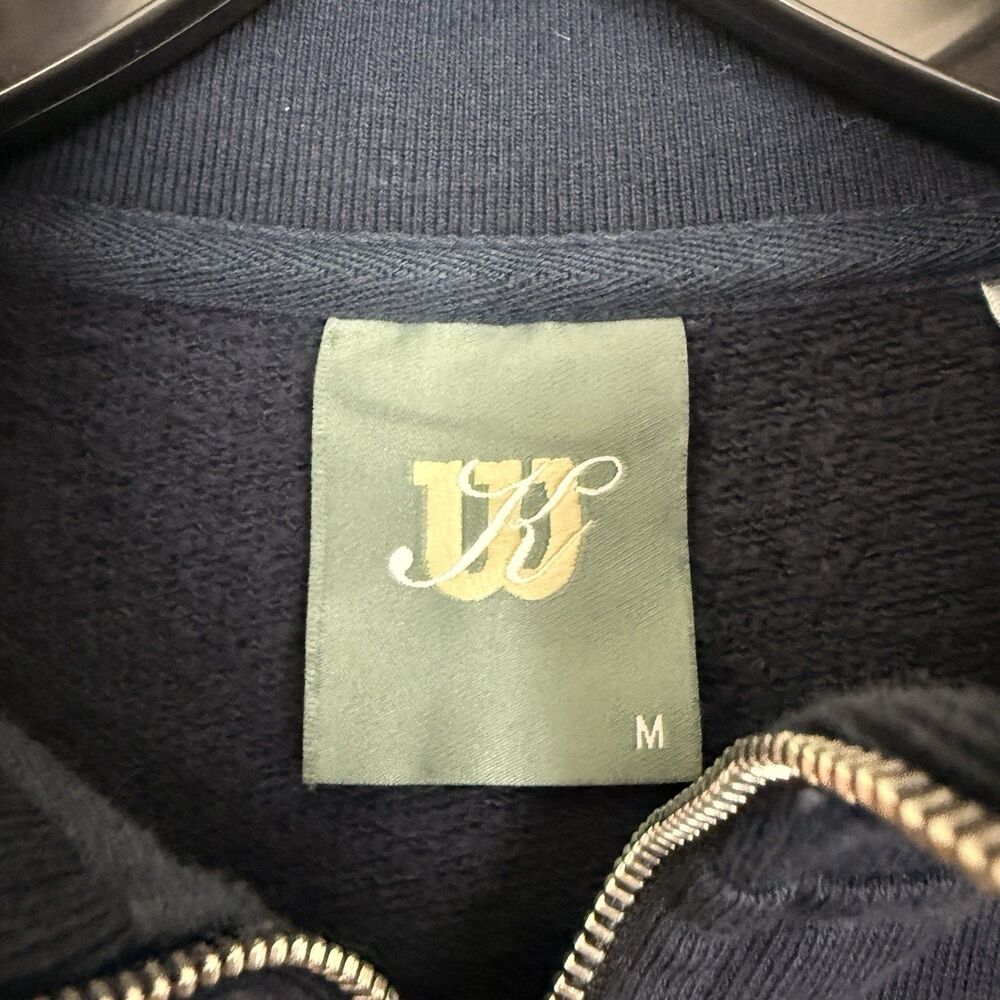 Kith x Wilson Cropped Sweatshirt Quarter Zip Pullover Womens Sz Medium Navy Blue - Picture 6 of 14